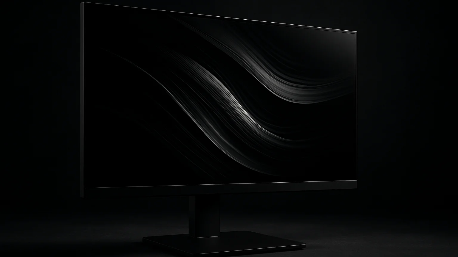 Modern slim bezel monitor displaying deep blacks and high contras